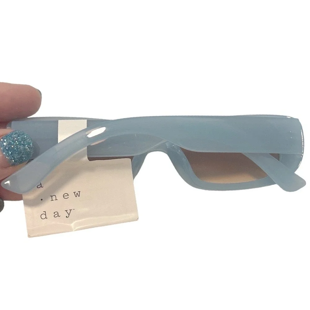 New A New Day Adult Sunglasses Light Blue Rectangle‎ 100 UV Protection